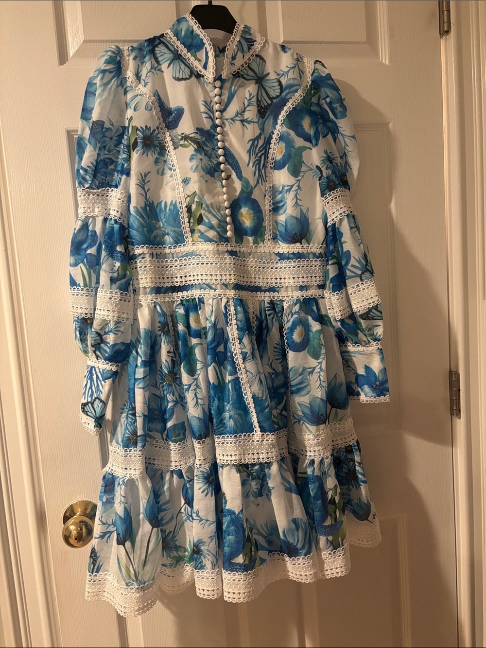Dalia McPhee Blue Floral Lace-Trim size Medium